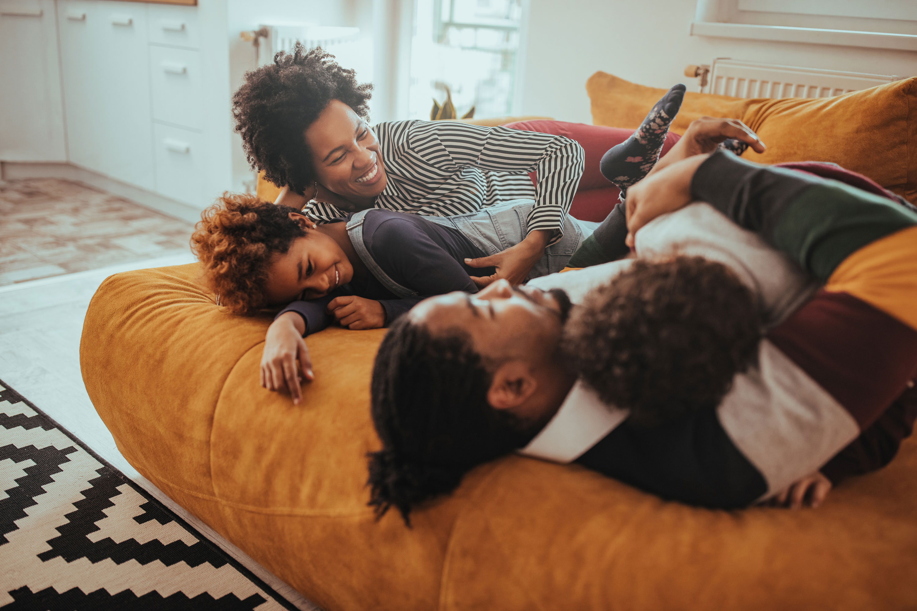 happy and relaxed family enjoying life